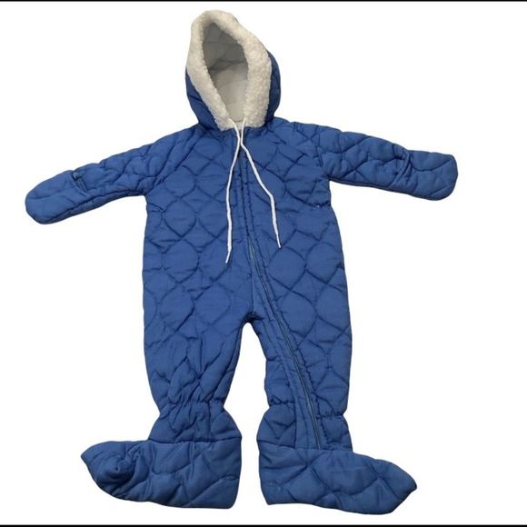 Vintage Triboro Blue Snowsuit 6-12 Months - Picture 1 of 9